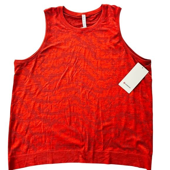 Lululemon Swiftly Breathe Muscle Tank Plus Size 16 Aztec Brick Autumn Red NEW - Picture 2 of 4